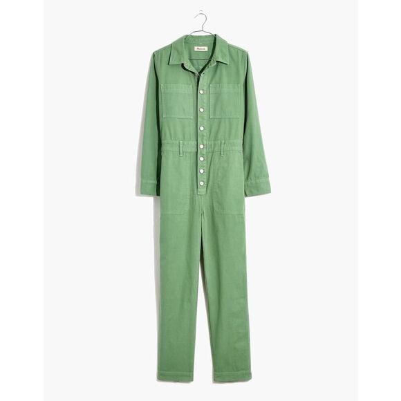 Madewell Garment-Dyed Relaxed Coverall Jumpsuit Pale Evergreen - Size: Small - Picture 13 of 13